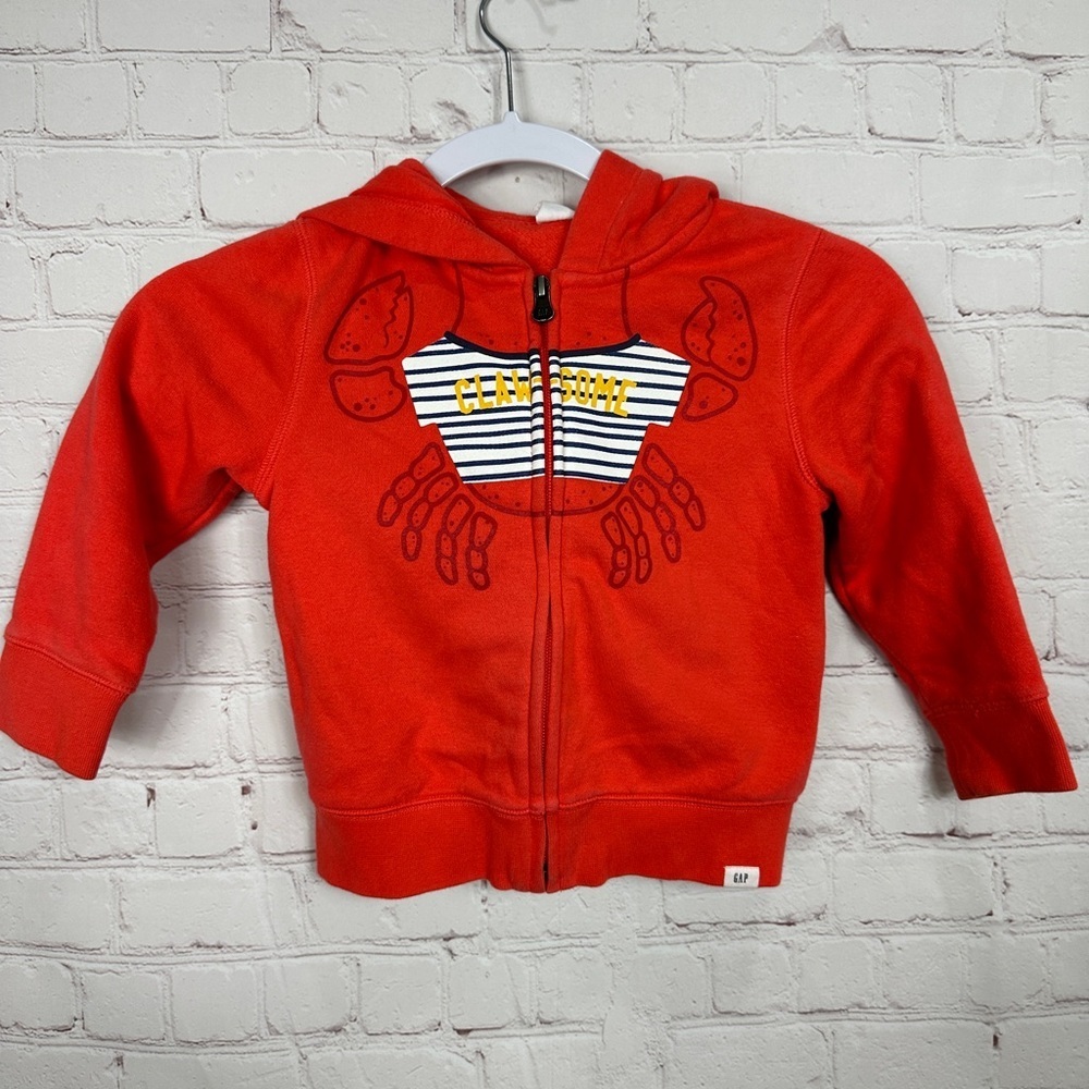 Baby Gap Clawsome lobster full zip hooded sweatshirt hoodie, sz 3T GUC